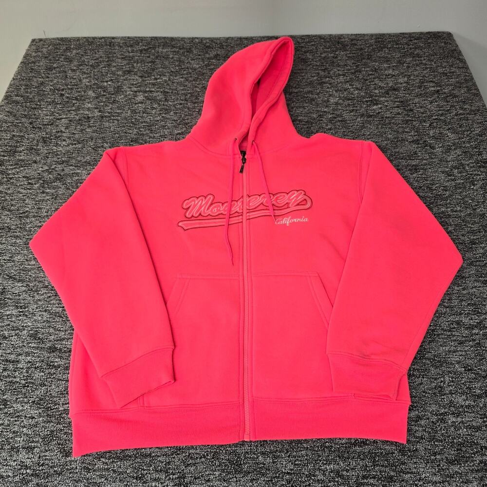 PacBlue Full Zip Hoodie Women's M Bright Hot Pink Monterey California Embroidery